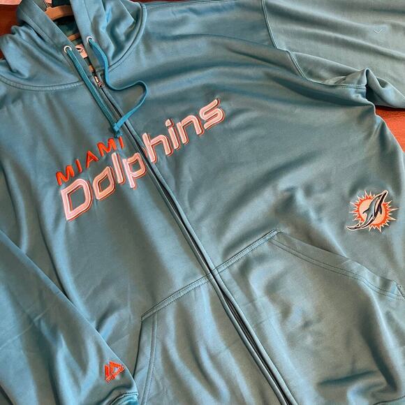 MAJESTIC Miami Dolphins Men's Full Zip Hoodie Jacket Size 4XL - Picture 3 of 12